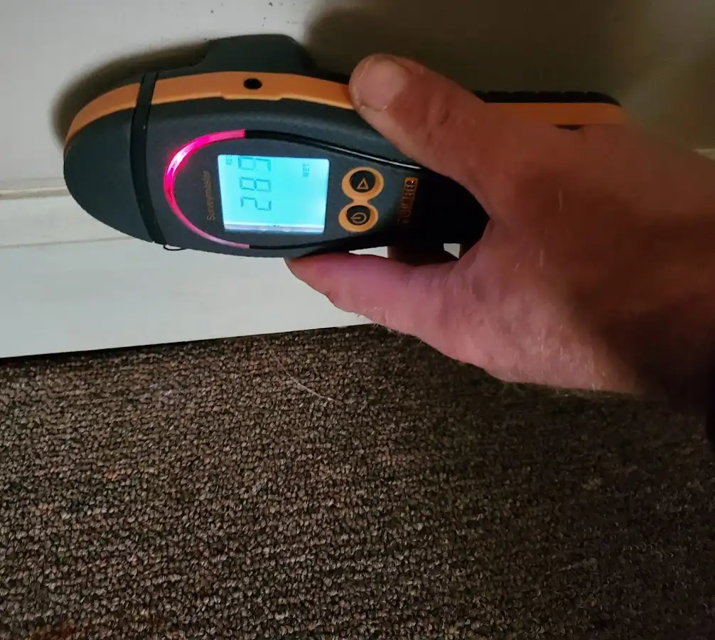 Moisture detection at baseboard during Sewage Cleanup & Sanitation in Bartlesville